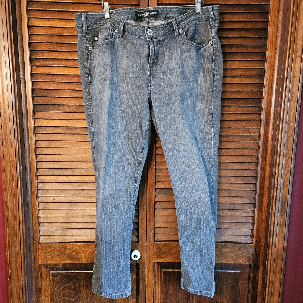 Source of Wisdom grey wash jeans
